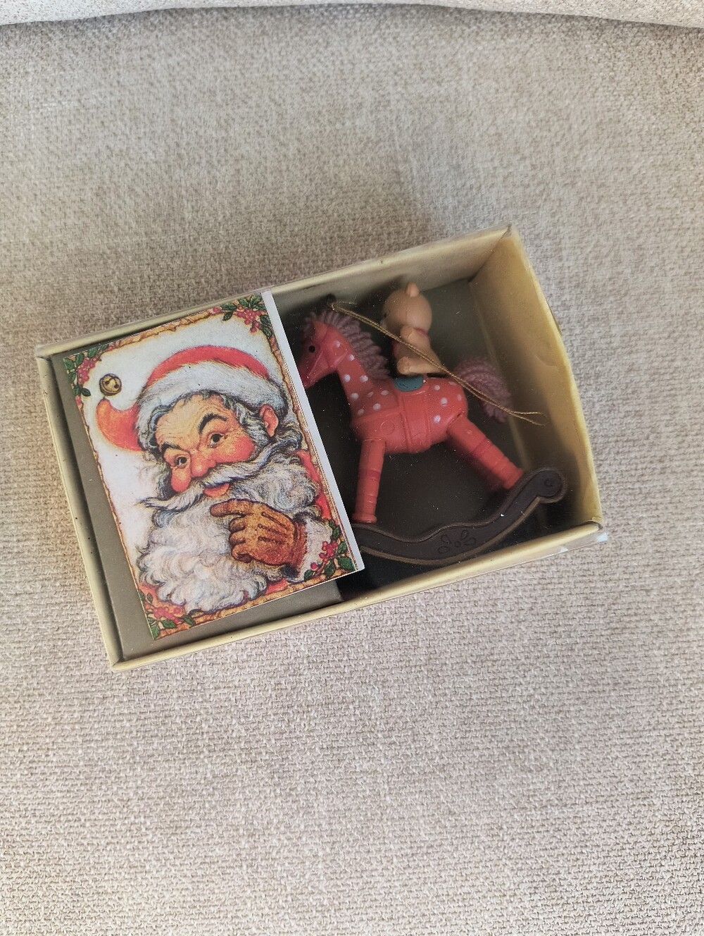 Vintage Bronson Christmas Greeting Collectible Ornament Bear Rocking Horse New - Picture 9 of 9